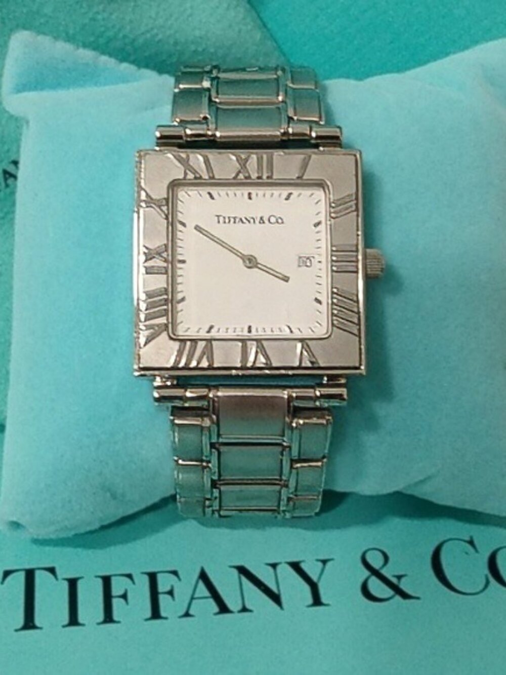 Tiffany & Co. Iconic Atlas Stainless Steel Swiss Made Square Watch